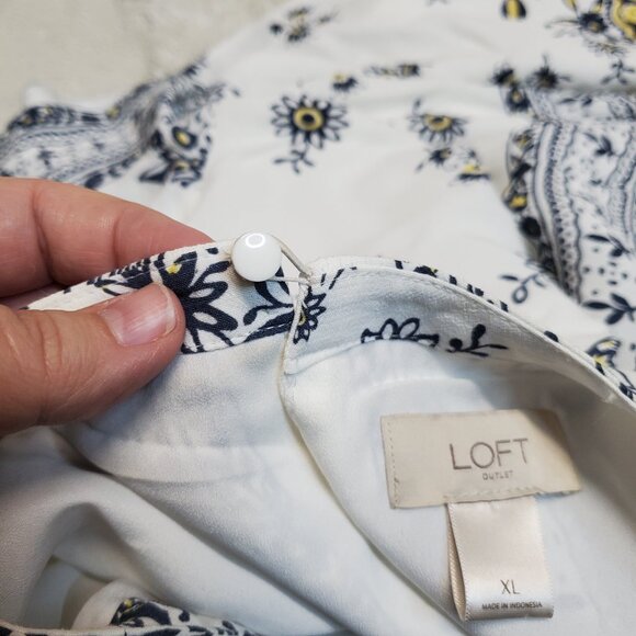 LOFT Black and Yellow Patterned Mini Dress - Picture 3 of 10